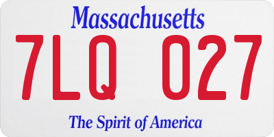 MA license plate 7LQ027