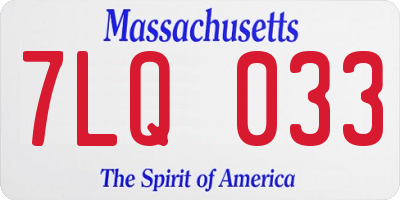 MA license plate 7LQ033