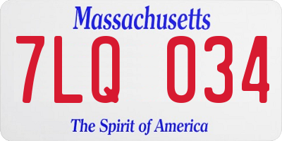 MA license plate 7LQ034