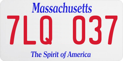 MA license plate 7LQ037
