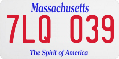 MA license plate 7LQ039