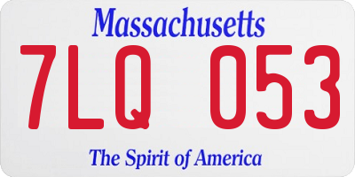 MA license plate 7LQ053