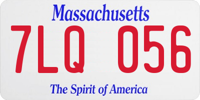 MA license plate 7LQ056