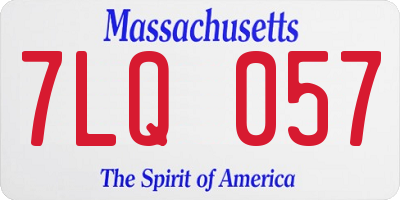 MA license plate 7LQ057