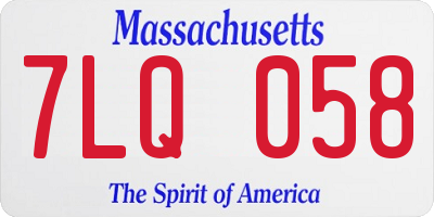 MA license plate 7LQ058