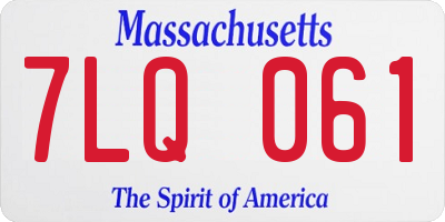 MA license plate 7LQ061