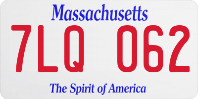 MA license plate 7LQ062
