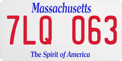 MA license plate 7LQ063