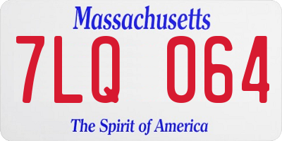 MA license plate 7LQ064