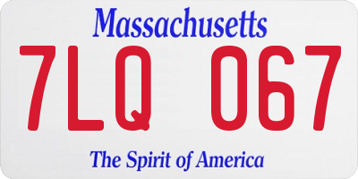 MA license plate 7LQ067