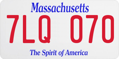 MA license plate 7LQ070