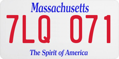 MA license plate 7LQ071