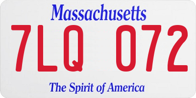 MA license plate 7LQ072
