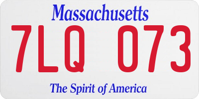 MA license plate 7LQ073