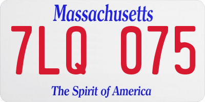 MA license plate 7LQ075