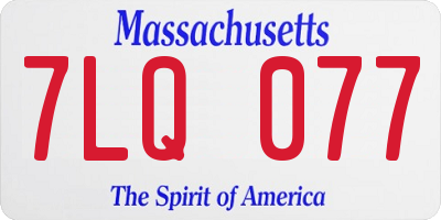 MA license plate 7LQ077