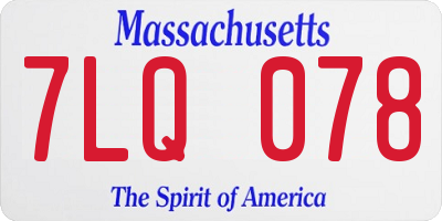 MA license plate 7LQ078