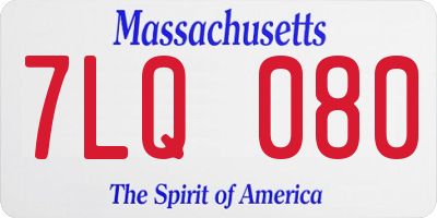 MA license plate 7LQ080