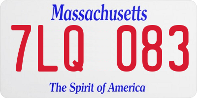 MA license plate 7LQ083