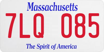 MA license plate 7LQ085