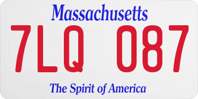 MA license plate 7LQ087