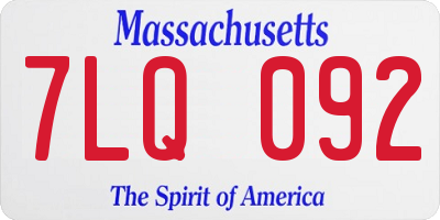 MA license plate 7LQ092