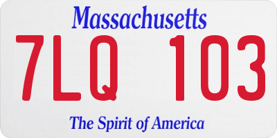 MA license plate 7LQ103