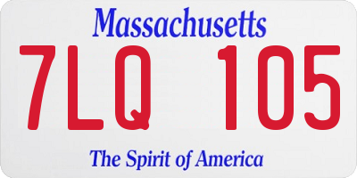 MA license plate 7LQ105