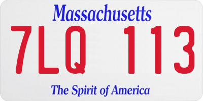 MA license plate 7LQ113