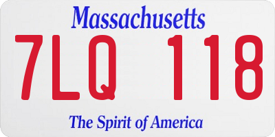 MA license plate 7LQ118