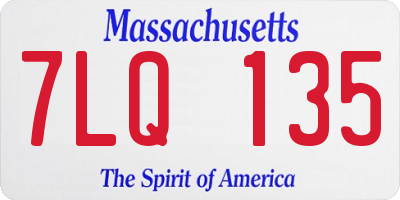 MA license plate 7LQ135