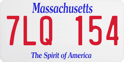 MA license plate 7LQ154