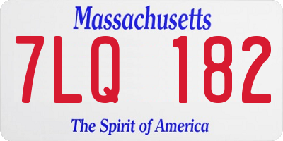 MA license plate 7LQ182