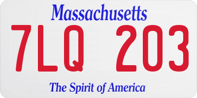 MA license plate 7LQ203