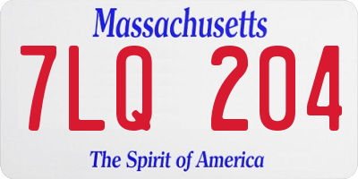 MA license plate 7LQ204