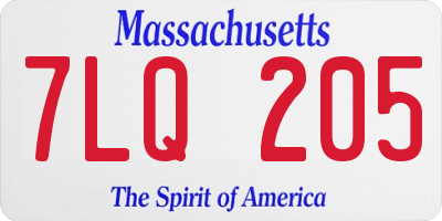 MA license plate 7LQ205