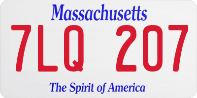 MA license plate 7LQ207