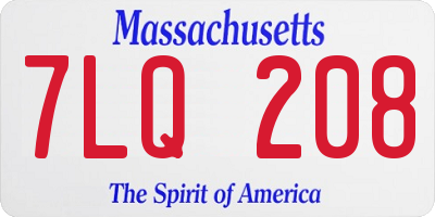 MA license plate 7LQ208