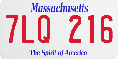 MA license plate 7LQ216