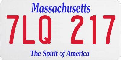 MA license plate 7LQ217