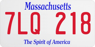MA license plate 7LQ218