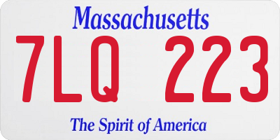 MA license plate 7LQ223