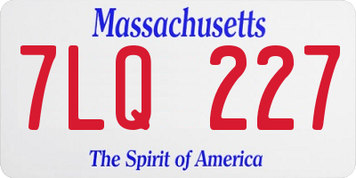 MA license plate 7LQ227