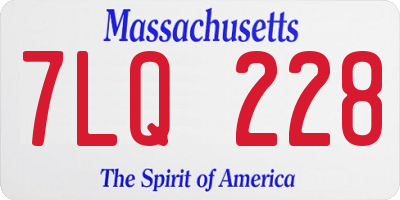 MA license plate 7LQ228