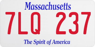 MA license plate 7LQ237