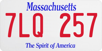 MA license plate 7LQ257