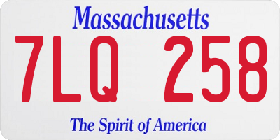 MA license plate 7LQ258