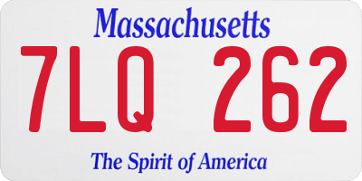 MA license plate 7LQ262
