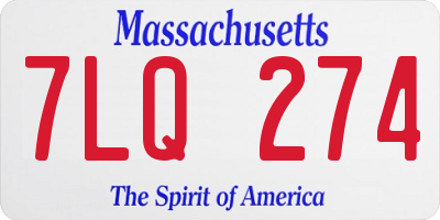 MA license plate 7LQ274