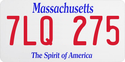 MA license plate 7LQ275